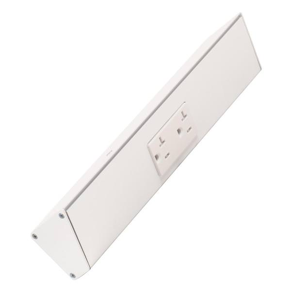 12" 20 amp 120 volt White Duplex Receptacle Under Cabinet Power Strip